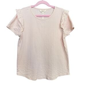 Matilda Jane | Girls Pink Short Sleeve Ruffle Sleeve Thermal Top | Size: 12Y